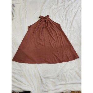 Halter Neck Midi Sleeveless Relaxed Loose Fit Flare Dress Rose Womens Size Large
